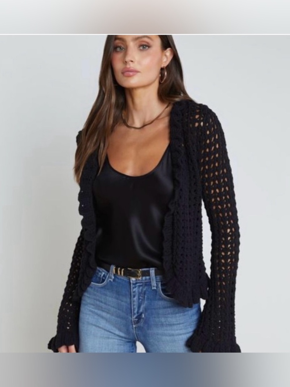 L’Agence Crochet Black Sweater - worn once